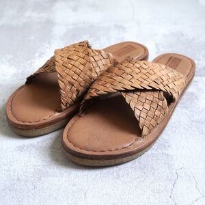 Mohinders NWOB Woven Criss Cross Slides Sz 7 Natural Artisan Handmade Luxury